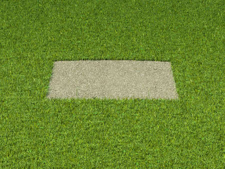 Gravel and grass: square patch and green frameの写真素材