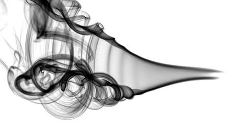 Black abstract smoke pattern and curves over white backgroundの写真素材