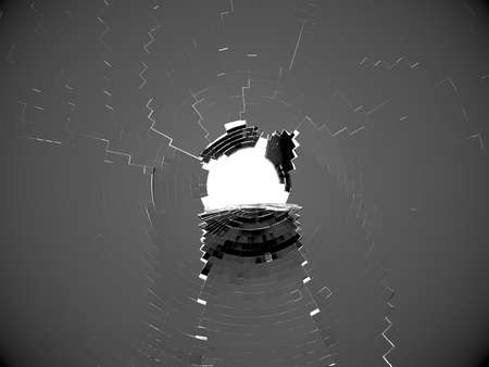 Cubic Pieces of grey Shattered glass isolated  on whiteの写真素材