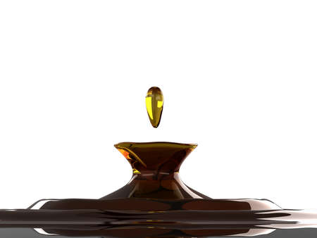 Drinks: closeup of tea drop with ripples and waves isolated on white. Large resoluitonの写真素材