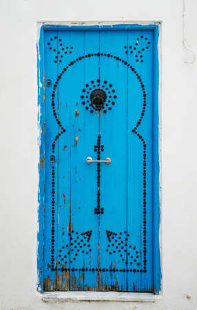 Old Blue door with from Sidi Bou Said in Tunisia. Large resolutionの写真素材