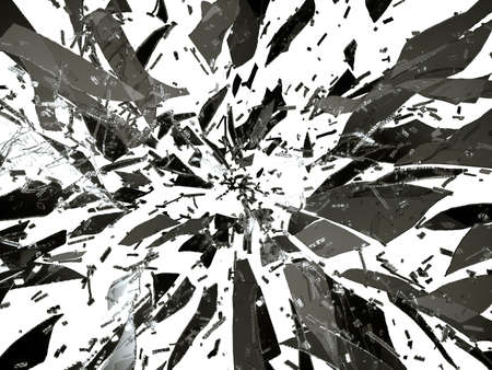 Splitted or Shattered glass isolated on whiteの写真素材