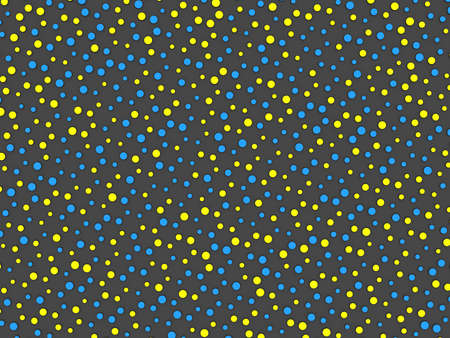 Polka dot pattern with yellow and blue circles on grey