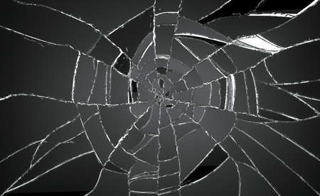 Shattered and damaged pieces of glass. Large resolution