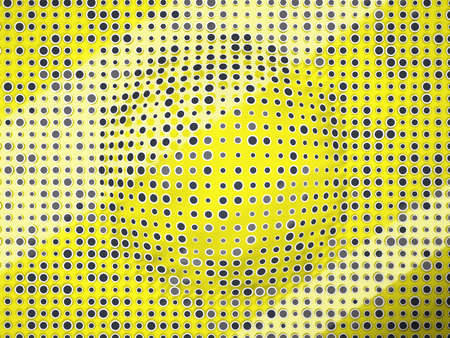 Polka dots pattern with black circles and bump on yellow. Creative backgroundの写真素材