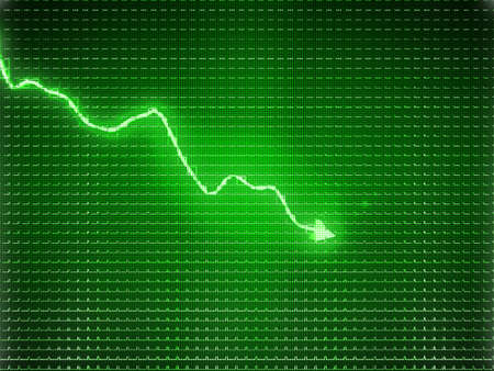 Green trend graph as symbol of business contraction or financial crisis