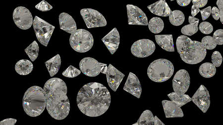 Diamonds or gemstones isolated on black background