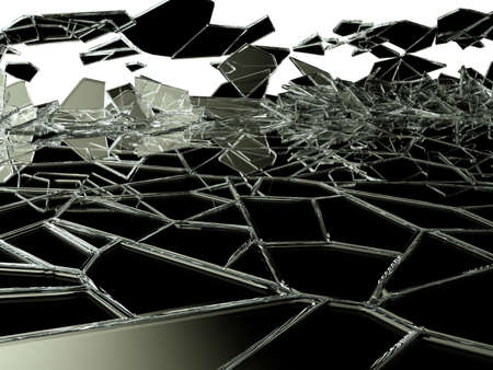 Pieces of broken glass on white. Large resolution