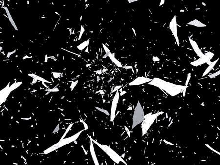 Pieces of destructed or Shattered glass on blackの写真素材