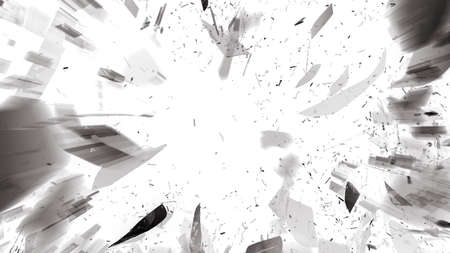 Destructed or Shattered glass on black with motion blur. Large resolutionの写真素材