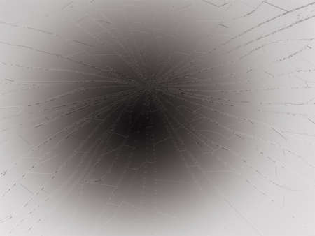 Bullet hole pieces of shattered or smashed glass. 3d rendering 3d illustration