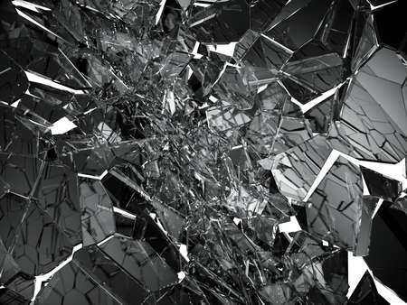 Damaged or broken glass on white. 3d rendering 3d illustration