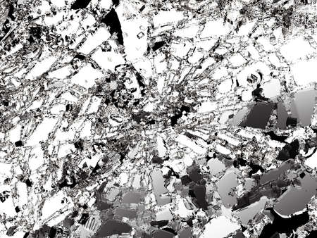 Shattered or demolished glass over black. 3d illustration; 3d rendering