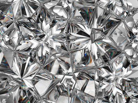 diamond structure extreme closeup and kaleidoscope. top view of round gemstone 3d render, 3d illustrationの写真素材