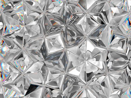 Diamond structure extreme closeup and kaleidoscope. top view of round gemstone 3d render, 3d...