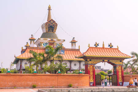 The Great Drigung Kagyud Lotus Stupa in Lumbini. Buddhism in Nepal. Summer 2018のeditorial素材