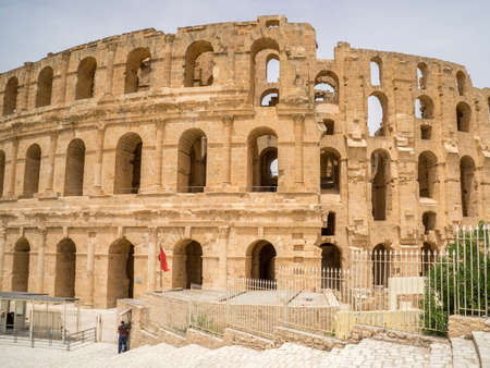 Remains of Roman amphitheater in El Djem in Tunisia, Africaの写真素材