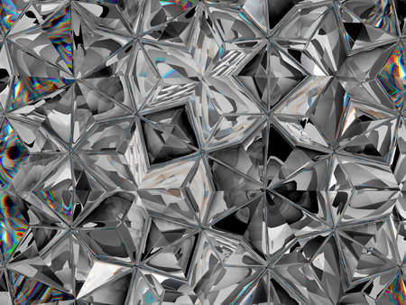 diamond structure extreme closeup and kaleidoscope. top view of round gemstone 3d render, 3d illustrationの写真素材