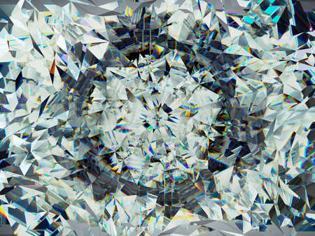 gemstone structure extreme closeup and kaleidoscope. top view of round gemstone 3d render, 3d illustrationの写真素材