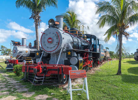 Old steam locomotives or railway trains. Captured in spring 2018, in Museum of Agroindustry Azucarera, Remedios, Caibarien, Cubaのeditorial素材