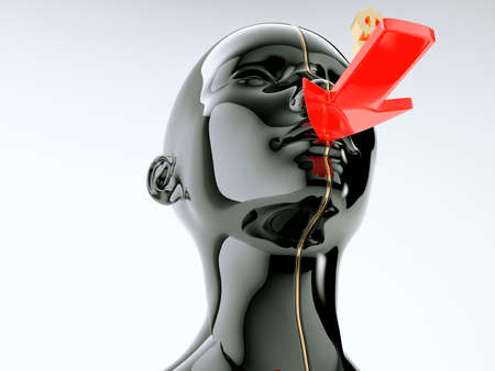 Consumption or consumerism arrow and dollar sign near human or customer mouth. 3d render, 3d illustrationの写真素材