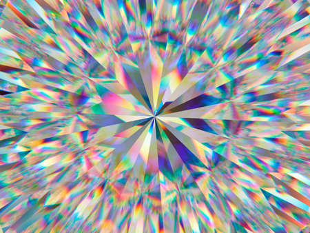 diamond structure extreme closeup and kaleidoscope. top view of round gemstone 3d render, 3d illustrationの写真素材
