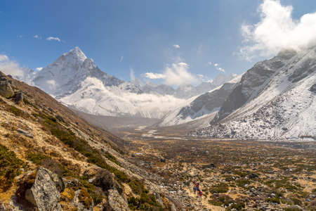Ama Dablam summit in Himalayas. Everest base camp trek. Trekking in Nepalの写真素材