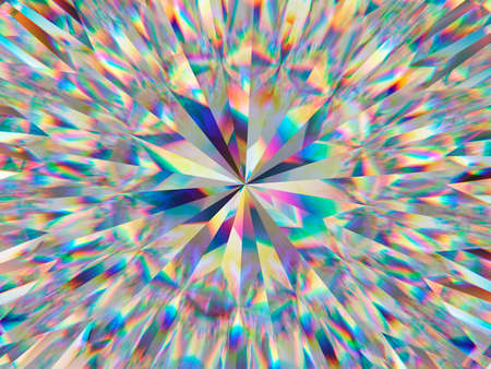 diamond structure extreme closeup and kaleidoscope. top view of round gemstone 3d render, 3d illustrationの写真素材