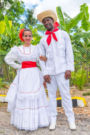 Dancers in coustumes for dancing son jarocho la bamba folk dance. Cuba, spring 2018のeditorial素材