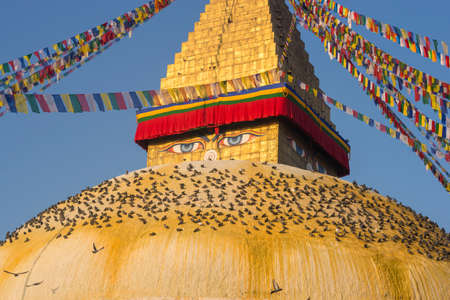 Boudhanath Stupa in Kathmandu, Nepal. Buddhist stupa of Boudha Stupa is one of the largest stupas in the worldのeditorial素材