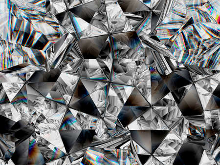 diamond texture closeup and kaleidoscope. top view of round gemstone 3d render, 3d illustrationの写真素材