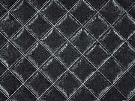 Alligator or crocodile black Leather. Square stitched texture or background with bumps. 3d render, 3d illustrationの写真素材