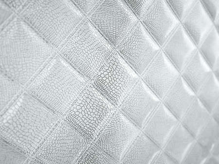 Alligator or snake Leather. Square stitched texture or background with bumps. Artistic shallow DOF. 3d render, 3d illustrationの写真素材