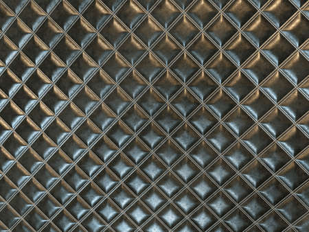Leather stitched square black shiny texture or background with bumps. 3d render, 3d illustrationの写真素材