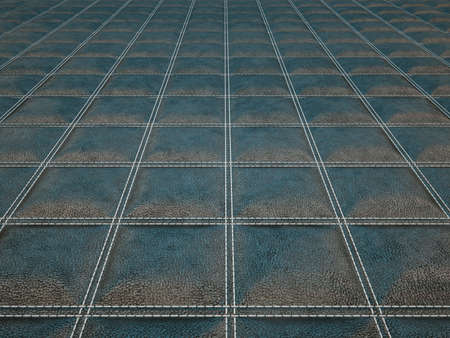 Leather stitched square grey texture or background with bumps. 3d render, 3d illustrationの写真素材