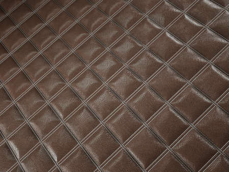 Alligator or crocodile brown Leather. Square stitched texture or background with bumps. 3d render, 3d illustrationの写真素材