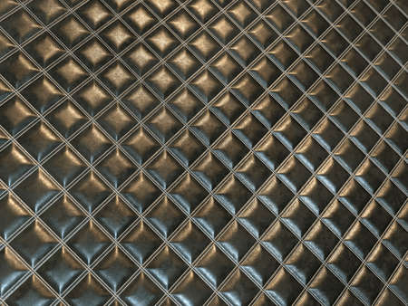 Leather stitched square black shiny texture or background with bumps. 3d render, 3d illustrationの写真素材