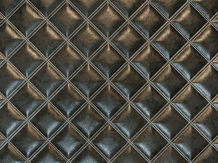 Leather stitched square black shiny texture or background with bumps. 3d render, 3d illustrationの写真素材