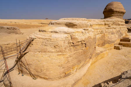 Great Sphinx of Giza from back side. Unusual view pointの写真素材
