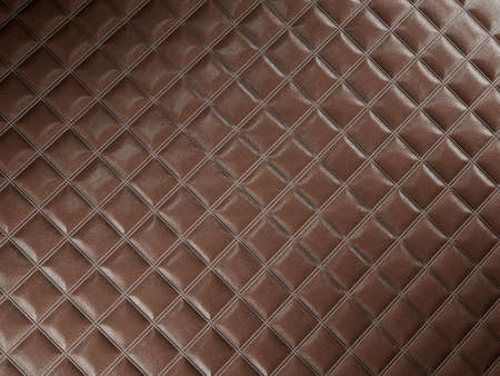 Alligator or crocodile brown Leather. Square stitched texture or background with bumps. 3d render, 3d illustrationの写真素材