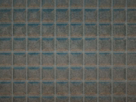 Leather stitched square grey texture or background with bumps. 3d render, 3d illustrationの写真素材