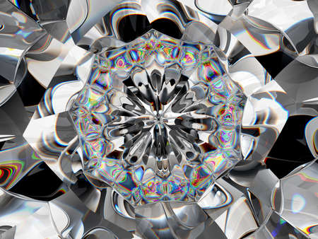 Abstract Gemstone or diamond texture closeup and kaleidoscope. 3d render, 3d illustrationの写真素材