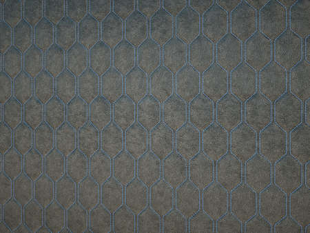 Leather stitched with blue hexagon or honecomb grey texture or background. 3d render, 3d...