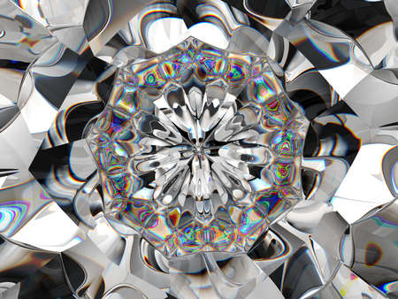Abstract Gemstone or diamond texture closeup and kaleidoscope. 3d render, 3d illustrationの写真素材