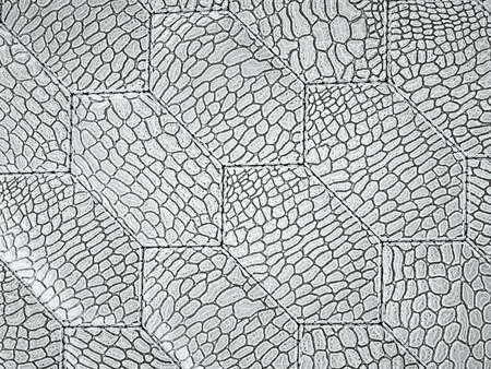 Alligator or crocodile white Leather. hexagon or honeycomb stitched texture or background with bumps. 3d render, 3d illustrationの写真素材