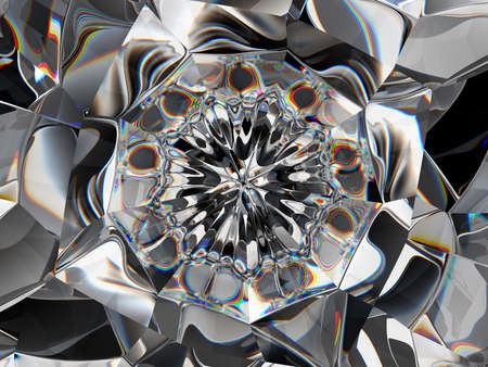 Gemstone or Abstract diamond texture closeup and kaleidoscope. 3d render, 3d illustrationの写真素材
