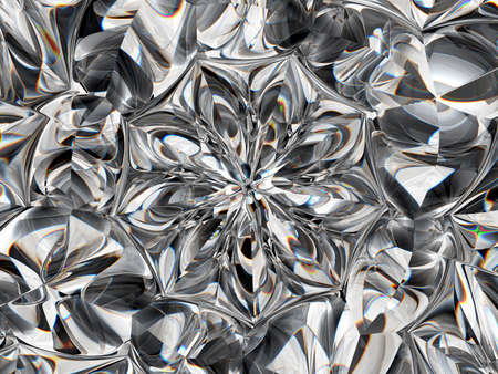 diamond structure extreme closeup and kaleidoscope. top view of round gemstone 3d render, 3d illustrationの写真素材