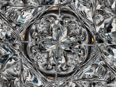 Gemstone or Abstract diamond texture closeup and kaleidoscope. 3d render, 3d illustrationの写真素材