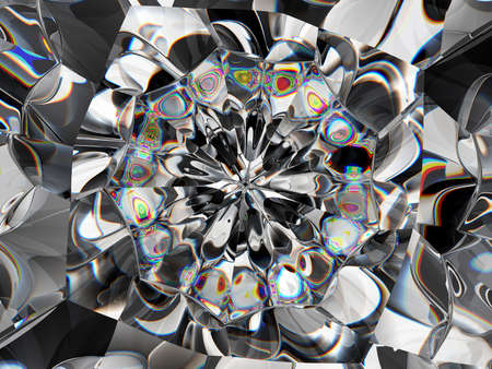 Gemstone or Abstract diamond texture closeup and kaleidoscope. 3d render, 3d illustrationの写真素材