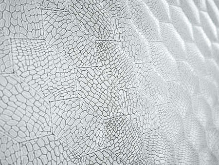 Alligator or crocodile white Leather. hexagon or honeycomb stitched texture or background with bumps. 3d render, 3d illustrationの写真素材